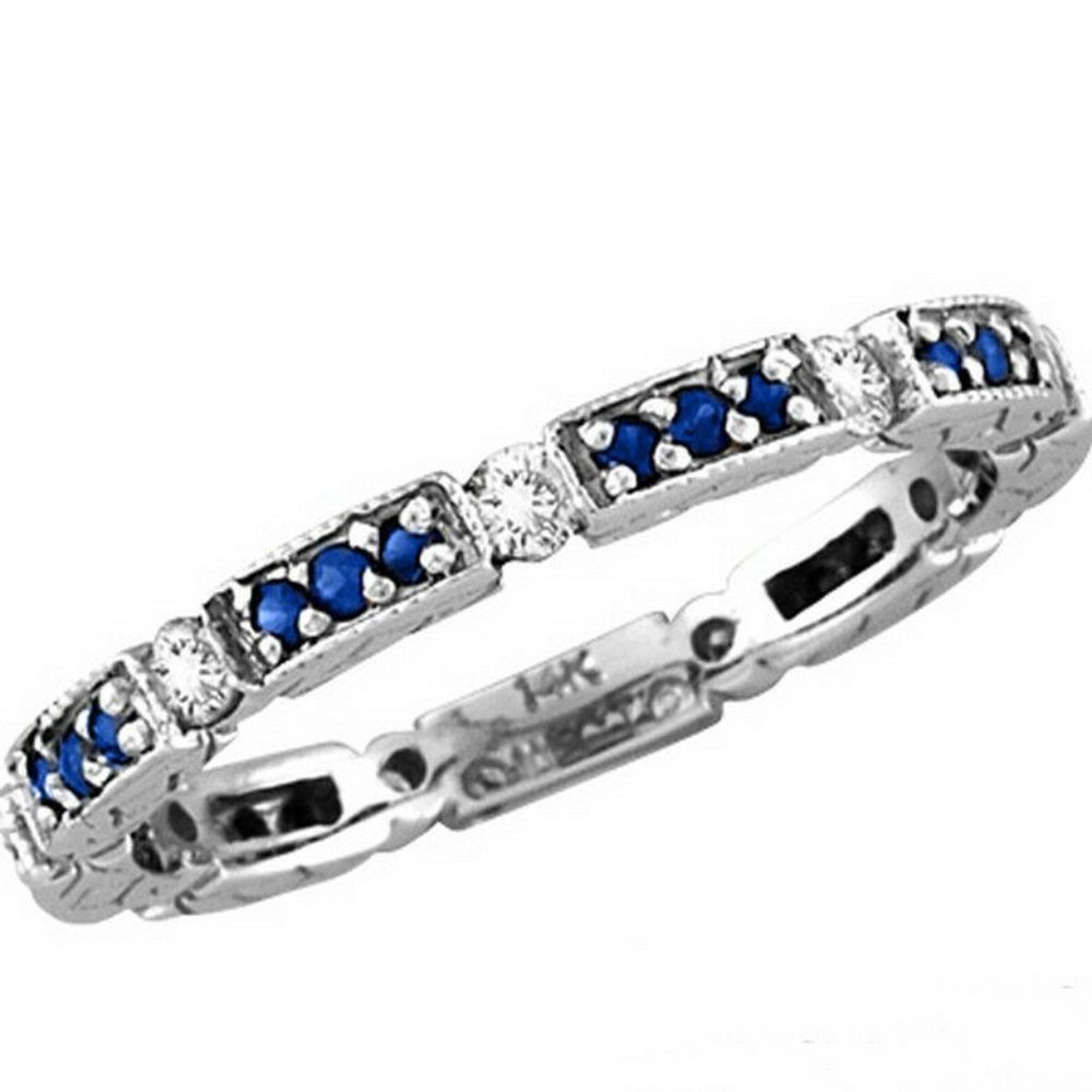 0.50 Carat Natural Diamond & Sapphire Ring Band